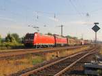 DB 185 003-1 + 232 330-1 mit gemischten G�terzug Richtung Bad K�sen, am 07.09.2013 in Naumburg Hbf.