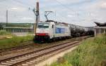 LTE E 186 238 mit Kesselwagen Richtung Bad K�sen, am 31.05.2014 in Naumburg Hbf.