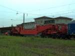 Transportwagen der Firma HEAVY CARGO + SERVICE GmbH mit einem 143 Tonnen schweren Transformator aus dem ABB Werk in Lodz, in Naumburg (S) Hbf; 13.07.2008