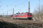 FWK 155 195 und EBS 132 334 pausierten am 05.03.2021 in Naumburg Hbf.