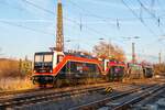 FWK 143 056 + FWK 143 124 und EBS 187 420 + 155 239 am 02.01.2022 bei der Wochenendruhe in Naumburg Hbf.