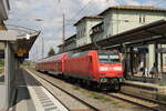 DB 146 007 mit dem RE 4886  Saale-Express  von Jena-G�schwitz nach Halle (S) Hbf, am 01.06.2022 in Naumburg (S) Hbf.
