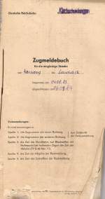 Das Zugmeldebuch vom Bf Kirchscheidungen f�r den Streckenabschnitt Karsdorf - Laucha, begonnen am 04.08.1983; (Sammlung: Familie Klier)