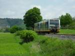 Burgenlandbahn 672 904 + 672 xxx als RB 25974 von Naumburg (S) Ost nach Wangen (Unstrut), zwischen Freyburg und Balgst�dt; 23.05.2010 (Foto: Christof Rommel)
