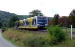 Burgenlandbahn 672 904 + 672 xxx als RB 34971 von Ro�leben nach Nebra, am 08.09.2012 am Hp Wangen.