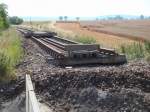 Bauarbeiten an der Eisenbahninfrastruktur am 19.07.2014 zwischen Wangen und Donndorf, um die Befahrbarkeit unserer Unstrutbahn zu erhalten.