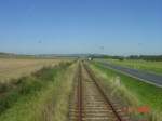 Die Unstrutbahn zwischen Gehofen und Reinsdorf (b Artern) am 08.09.2004.