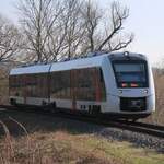 Abellio 1648 447 als RB nach Nebra, am 09.03.2024 bei der Ausfahrt in Naumburg (S) Hbf.
