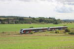Start Mitteldeutschland 1648 402 + 1648 412 als RB 80558 von Naumburg (S) Ost nach Ro�leben, am 13.09.2025 bei Kleinjena.