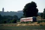 DB 628 605 als RB 26962 von Naumburg Hbf nach Artern, am 09.07.2006 zwischen Freyburg und Balgst�dt.