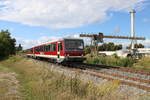 CLR 628 227 als Leerzug zur Abstellung nach Naumburg (S) Hbf, am 13.09.2025 bei der Abfahrt in Laucha (U). Die  Wipperliese  kam zum Winzerfest in Freyburg (U) ins Unstruttal und mu�te zum wenden bis hinter das Ausfahrtssignal in Laucha (U) fahren.