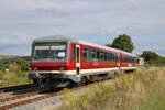 CLR 628 227 als Leerzug zur Abstellung nach Naumburg (S) Hbf, am 13.09.2025 in Laucha (U). Die  Wipperliese  kam zum Winzerfest in Freyburg (U) aus Klostermansfeld ins Unstruttal.