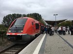DB 641 020 als RB 29862  14. Unstrut-Schrecke-Express  aus Rottenbach, am 03.10.2016 nach der Ankunft in Laucha. Wegen einem Defekt kamen die eigentlich daf�r geplanten OBS-Ferkeltaxen nicht zum Einsatz. (Foto: JKHalle Verkehrsfotografie, Ralf Kuke)