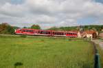 DB 642 557 der Erzgebirgsbahn als RB 23748 von Chemnitz Hbf nach Laucha, am 10.05.2014 in Ro�bach.