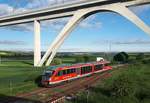 DB 642 671  Schloss Bernburg  als RB 26867 von Nebra nach Naumburg (S) Ost, am 01.05.2018 bei der Einfahrt in Karsdorf. (Foto: Jens Hermann)