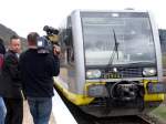 Burgenlandbahn 672 911-5  Stadt Ro�leben  als Sonderzug nach der Ankunft aus Naumburg am Hp Wangen; 09.04.2009 (Foto: Klaus Pollm�cher)