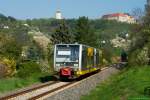 Burgenlandbahn  672 902 + 672 917 als RB 34884 von Naumburg Ost nach Wangen, am 05.05.2013 in Freyburg.