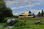 Burgenlandbahn 672 911 als RB nach Naumburg Ost, am 19.08.2014 in Wangen.