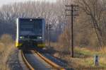 Burgenlandbahn 672 917-2  Erben Luther  + 672 903-2  Stadt Nebra  als Sonderzug von Ro�leben nach Naumburg (Saale) Ost kurz vor Balgst�dt; 30.11.2008 (Foto: Hans-Peter Waack, bahnmotive.de)