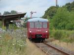 DR 171 056-5 + DB 972 771-0 der Wisentatalbahn als Sonderzug von Wangen �ber Naumburg Ost nach Teuchern, bei der Ausfahrt in Laucha (Unstrut); 12.07.2009 (Foto: Dieter Thomas) 