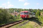 Wisentatalbahn 798 813-1 + 798 592-1 als DPE 61402  Saale-Unstrut-Express  von Freyburg nach Schleiz West, am 18.05.2019 in Roßbach.