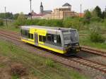 KEG VT 3.14 als RB nach Naumburg Ost, bei der Ausfahrt am 01.05.2004 in Laucha.