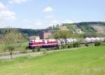 MEG 201 mit leeren Zementwagen nach Karsdorf, am 07.06.2008 bei Balgst�dt.