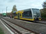 Burgenlandbahn 672 908  Kohlebau Deuben  im Bf Karsdorf. Der Triebwagen konnte w�hrend unserem Unstrutbahnfest besichtigt werden; 25.10.2009