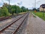 Das derzeitge Streckenende in Naumburg Ost, am 22.08.2021. (Foto: Holger Possnien)
