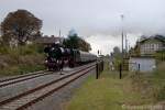 DR 41 1144-9 mit dem  ROTK�PPCHEN-EXPRESS  von Altenburg nach Freyburg (Unstrut) im Bf Teuchern; 05.10.2008 (Foto: Andreas Leipoldt)