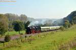 IGE Werrabahn-Eisenach 41 1144-9 mit dem Lr 16277 von Freyburg nach Karsdorf, am 04.10.2014 am Hohn bei Laucha. (Foto: Sebastian Winter)