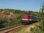 Am Winzerfestsonderzug der Eisenbahnfreunde Traditionsbahnbetriebswerk Staßfurt e.V.