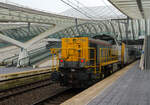 Die SNCB/NMBS HLD 7764  Toledo  leistet am 23 November 2013, einem IC nach Ostende, vom Bahnhof Lüttch-Guillemins, Schubhilfe.

Nach der Ausfahrt vom Bahnhof Lüttch-Guillemins (Gare de Liège-Guillemins) in Richtung Brüssel, der Bahnstrecke Brüssel – Lüttich (Linie 36) folgt bald die 30 ‰ steile Rampe Haut Pré, darum muss bei langen schweren Zügen eine Lok Schubhilfe leisten. Früher war oben am Haut Pré die Bergstation einer Kabelzuganlage. Hier kommt die SNCB/NMBS HLD 7764  Toledo  am 23.11.2013 nach getaner Arbeit (Schubhilfe) retour. 

Die Lok wurde 2002 unter der Fabriknummer 1000981 bei Vossloh in Kiel gebaut, sie trägt die NVR-Nummer: 92 88 0077 064-8 B-B. 

Die HLD77 ist eine speziell auf die Belange der Belgischen Staatsbahn (SNCB) zugeschnittene Weiterentwicklung der G 1205. Zwischen 1999 und 2005 wurden insgesamt 170 Lokomotiven an die SNCB geliefert. Neben dem belgischen Dieselmotor, einen Anglo-Belgian Cooperation 6-Zylinder-Dieselmotor vom Typ 6DZC-1000-144A mit 1.150 KW Leistung, und dem elektrischen Hilfsbetriebekonzept ohne Hydrostatikanlage unterscheidet sie sich in zahlreichen Details von den Standardloks, womit den speziellen Wünschen des Kunden Rechnung getragen wurde. Das Turbowendegetriebe verfügt über ein im Stillstand schaltbares Stufengetriebe für zwei Geschwindigkeitsbereiche. Die Leistungsübertragung vom Getriebe geschieht über Kardanwellen (Gelenkwellen) auf alle 4 Achsen.

Die Lokomotiven kommen im Rangier- und Streckendienst zum Einsatz. Die Lokomotiven 7771 bis 7790 sind zusätzlich in Deutschland und den Niederlanden zugelassen und mit den entsprechenden Zugsicherungen ausgerüstet.

TECHNISCHE DATEN:
Baujahre: 1999 - 2005
gebaute Stückzahl: 170
Spurweite: 1.435 mm (Normalspur)
Achsfolge: B´B´
Länge über Puffer: 15.590 mm
Drehzapfenabstand: 7.770 mm
Achsabstand im Drehgestell: 2.400 mm
größte Breite: 3.052 mm
größte Höhe über Schienenoberkante: 4.220 mm
kleinster befahrbarer Gleisbogen: R 75 m
Dienstgewicht: 90 t

Motordaten:
Dieselmotorhersteller: Anglo-Belgian Cooperation AG (ABC), Gent (Belgien)
Motorart: Wassergekühlter Mittelschnellläufer Viertakt-6-Zylinder-Reihendieselmotor mit Turboaufladung und Ladeluftkühlung (Wassergekühl), sowie Direkteinspritzung (eine Pumpe/Zylinder)
Motortyp: 6(T)DZC-1000-144A 
Motorleistung: 1.150 kW (1.536 PS)
Motordrehzahl: 1.000 U/min
Hubraum: 95,7 Liter (Bohrung Ø 256 mm x 310 mm Hub)

Getriebe: Voith L4r4zseU2a
Hilfsgenerator, dreiphasig: 65–130 kW
Höchstgeschwindigkeit: 60 km/h / 100 km/h (Rangier-/Streckengang)
Anfahrzugkraft: 265 / 210 kN (Rangier-/Streckengang)
Kraftstoffvorrat: 4.200 l
kleinster befahrbarer Gleisbogen: R 75 m

