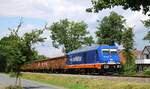 Raildox 076 109 verläßt mit ihrem mit Schrott beladenen Güterzug Hasbergen auf der Fahrt nach Georgsmarienhütte 08.06.2022
