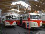 (198'840) - DPP Praha - Nr. 494 - Skoda Trolleybus + Nr. 431 - Tatra Trolleybus (ex DPB Bratislava/SK; ex DPMIJ Liberec; ex DPP Praha Nr. 431) am 20. Oktober 2018 in Praha, PNV-Museum