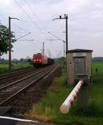 DBS/RSC 0185 333-9 mit einem Leerzug Snps Wagen für Padborg zwecks Holztransport aufgenommen am BÜ Jübek-Nord. 25.05.2014