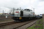 203 014  CONNI  der STRABAG abgestellt im Bahnhof Delitzsch unt Bf am 16.3.21