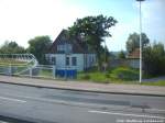 Blick auf den Ehemailgen Endbahnhof Wolgaster Fhre am 26.7.14