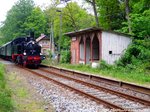 91 134 bei der durchfahrt am ehemaligen DR-Haltepunkt Pastitz am 21.5.16