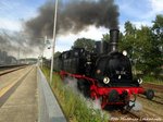 91 134 und 112 703 (203 230) am Zugende beim verlassen des Bahnhofs Bergen auf Rgen in Richtung Lauterbach Mole am 22.5.16