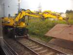 2-Wege Bagger bei seiner Arbeit in Bad Kleinen am 31.8.13