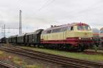 TEE 218 105 steht mit Donnerbuchsen ins Museum von Darmstadt-Kranichstein am 30 Mai 2014.