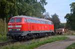 218 249-1 bei der abfahrt mit einen leeren schotterzug von glinde,23.10.19