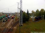 Blick von der Brck auf die 295 095, den SVT 137 234, die V75 018 (107 018), auf die Museumslok 52 5679 und die 120 274 in Falkenberg/Elster am 9.10.16