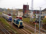 Blick von der Brck auf die 295 095, den SVT 137 234, die V75 018 (107 018) und die 120 274 in Falkenberg/Elster am 9.10.16