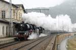 03 1010, 35 1097 und als Schublok 118 770 im Bahnhof Königstein (Sachs.Schw.).