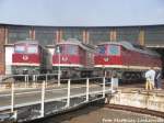 130 101, 231 012 und 132 158 im Bw Halle G in Halle (Saale) am 4.7.15