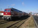 132 293 der EBS und dahinter die Ausgeschlachteten Loks 232 561 und 232 229 abgstellt in Delitzsch am 11.2.16