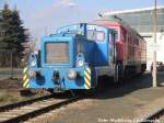 V15 der LEG und 232 701 vor der LEG Werkstatt in Delitzsch am 12.2.16