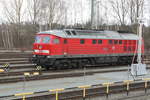 Blick aus der 218 105 auf die 232 698 im Bahnhof Hof Hbf am 22.3.21